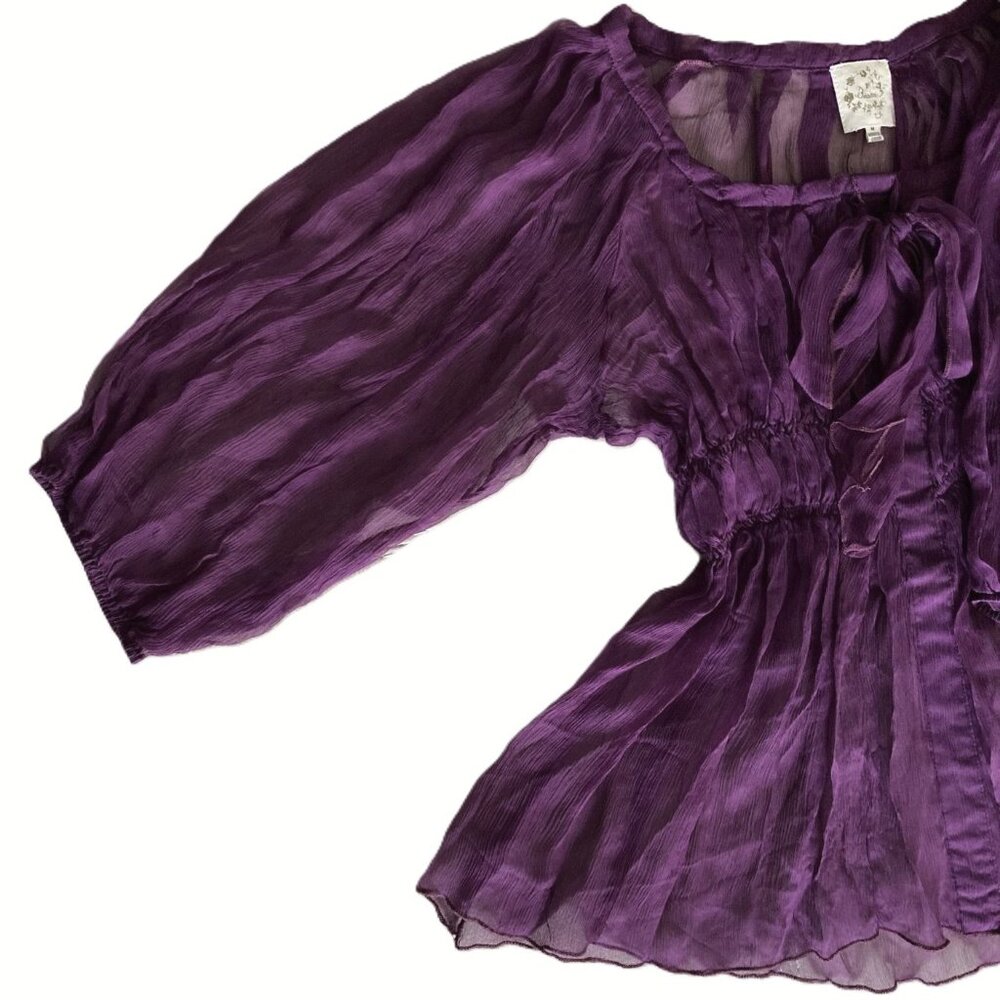Shear Silk Peasant Blouse